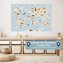 Blue Interactive World Map Wall Decal