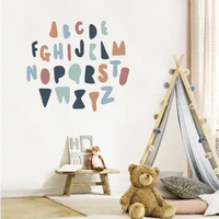 Colorful alphabet wall decal in playful, abstract shapes.