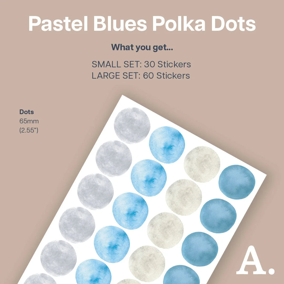 Pastel Blues Polka Dot Wall Decal - Decals - Polka Dots