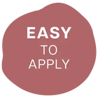 Simple red circular badge with white text reading ’EASY TO APPLY’