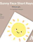 Sunny Face - Short Rays - Decals - Rainbow Sun Clouds