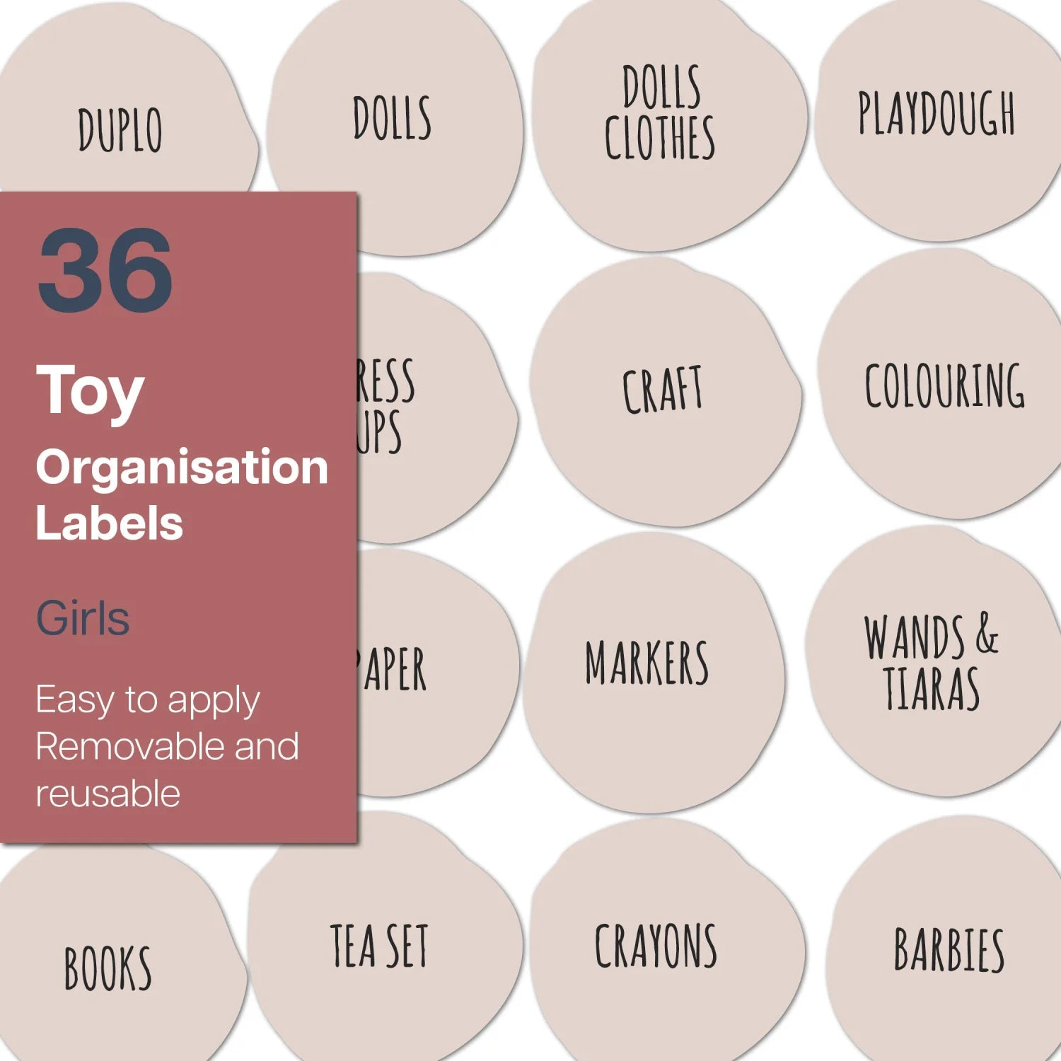 Toy Labels - Girls - Neutral - Organisation Labels