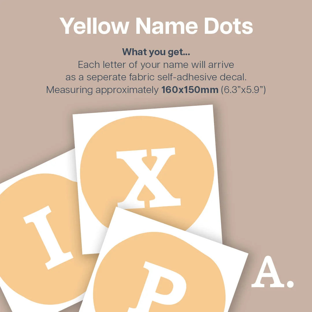 Yellow Personalised Name Dots - Decals - Name Dots